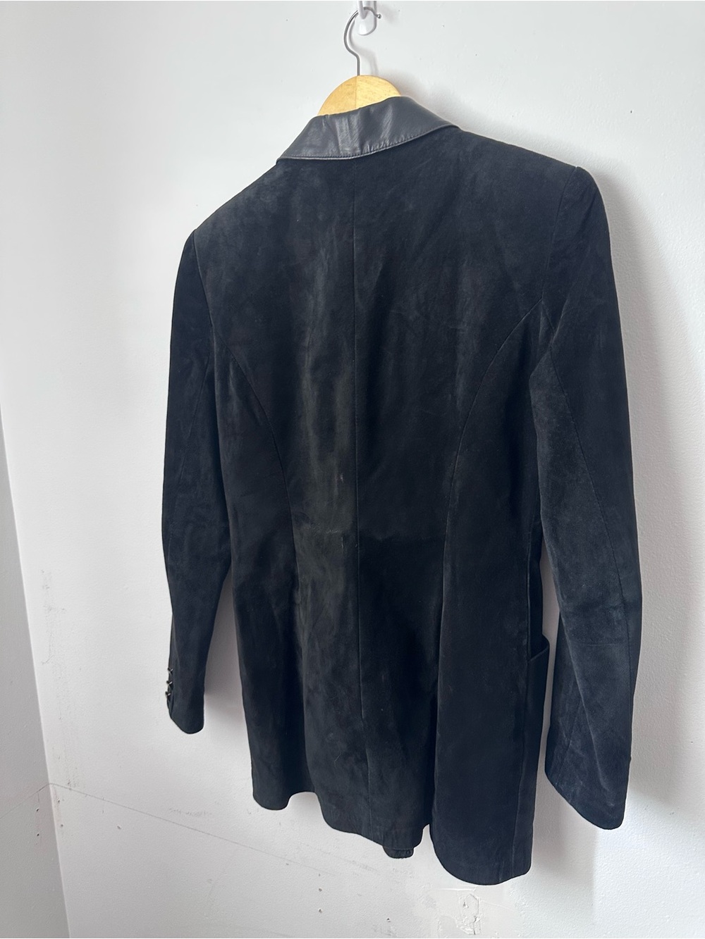 Vintage Danier Leather Jacket Double Breasted Suede 90s Preppy Shoulder Pads - Picture 12 of 15